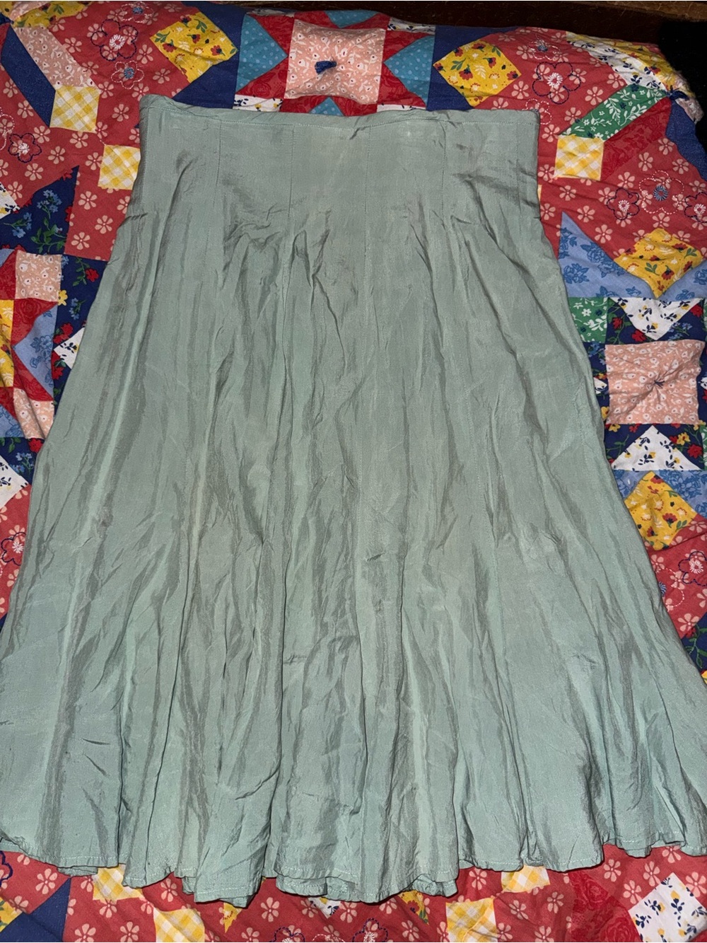 Vintage Daryn Alexander Sage Green Pleated A-Line Midi Skirt